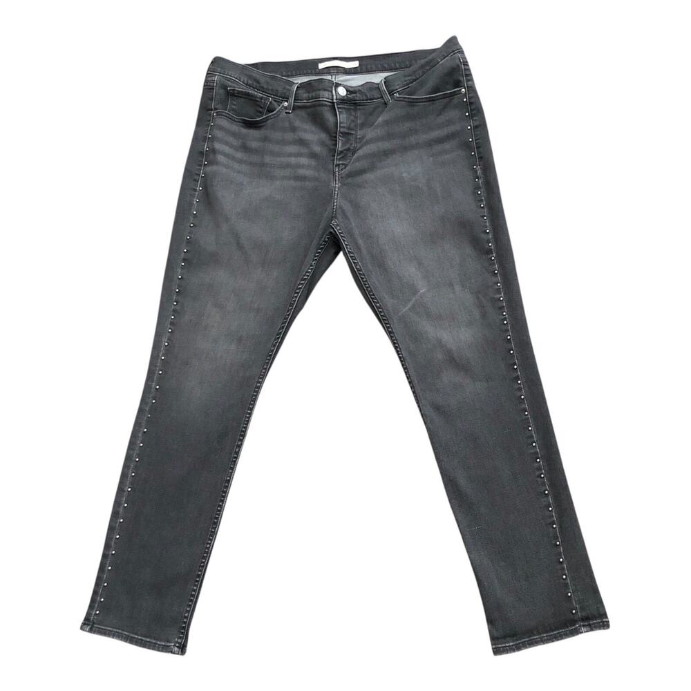 Levis 311 Shaping Skinny Jeans 18W Gray Studded Mid Rise Stretch 29.5" Inseam